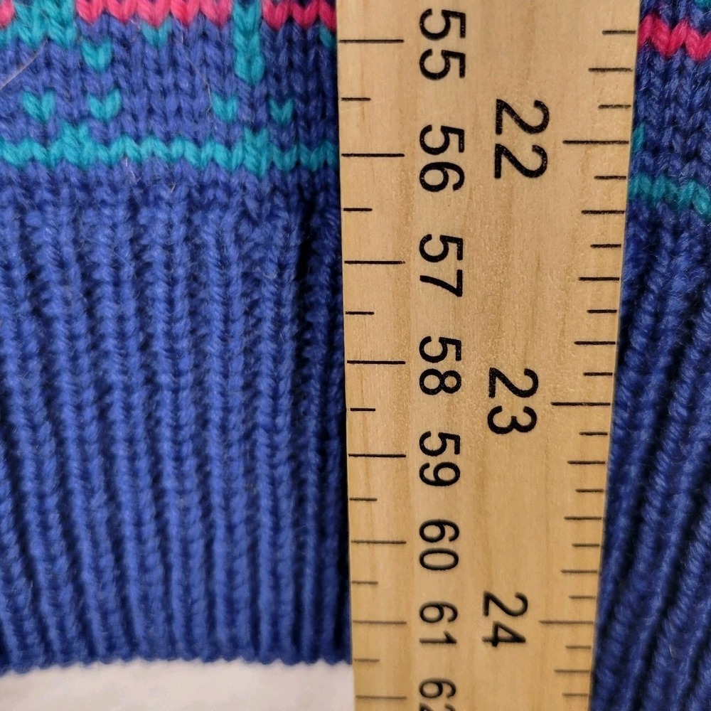 Vintage Stowe Woolens Sweater Womens Large Blue Wool Nordic USA Made - Picture 8 of 9